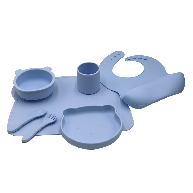Silicone Baby Feeding Products Set Toddler Eating Utensils With Suction Base