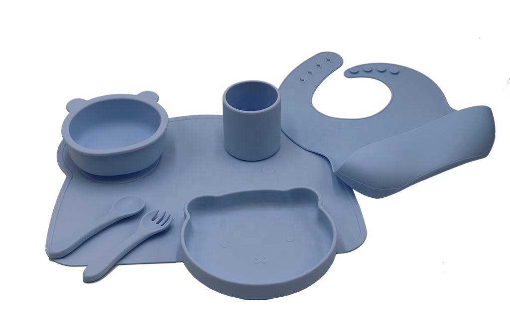 Silicone Baby Feeding Products Set Toddler Eating Utensils With Suction Base