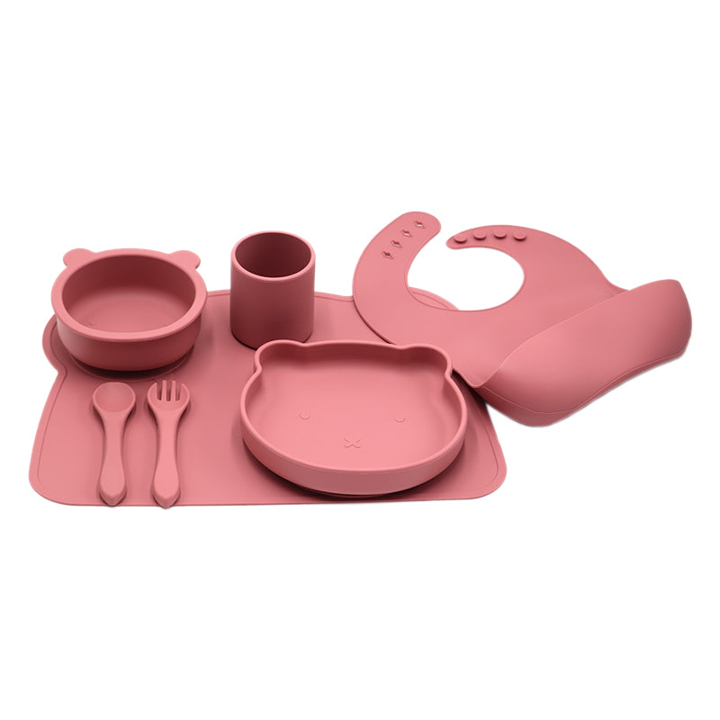 Silicone Baby Feeding Products Set Toddler Eating Utensils With Suction Base
