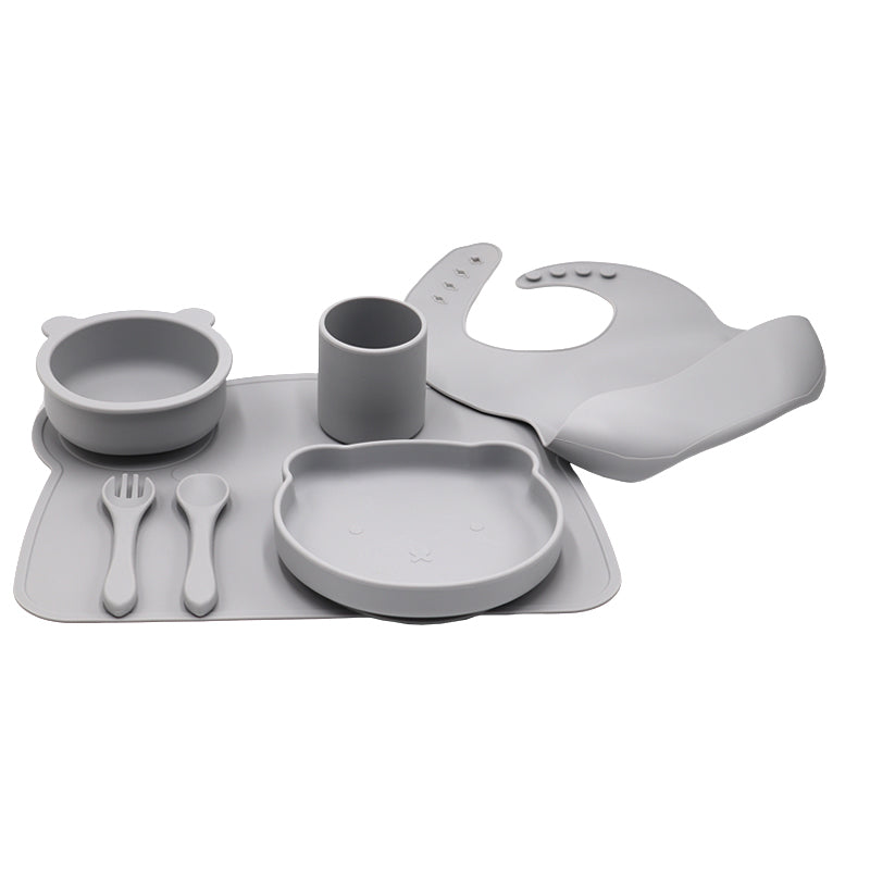 Silicone Baby Feeding Products Set Toddler Eating Utensils With Suction Base