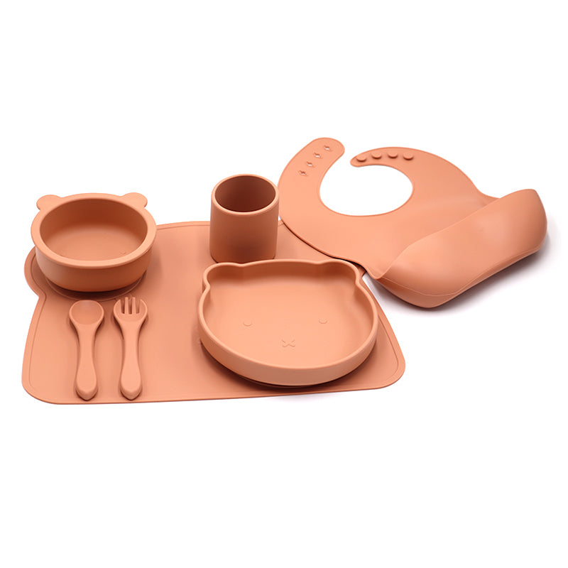 Silicone Baby Feeding Products Set Toddler Eating Utensils With Suction Base