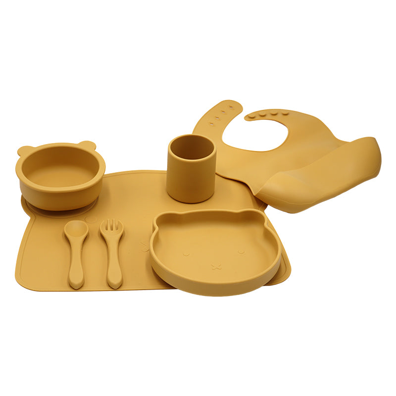 Silicone Baby Feeding Products Set Toddler Eating Utensils With Suction Base