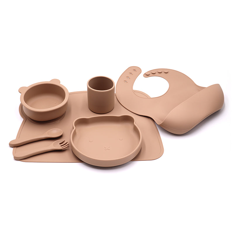 Silicone Baby Feeding Products Set Toddler Eating Utensils With Suction Base