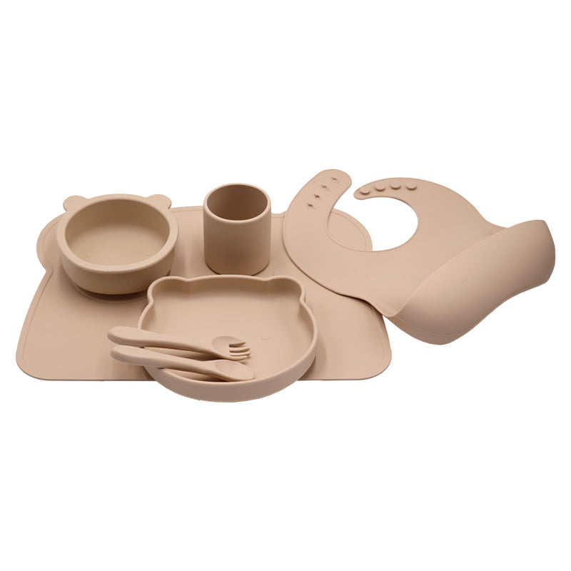 Silicone Baby Feeding Products Set Toddler Eating Utensils With Suction Base