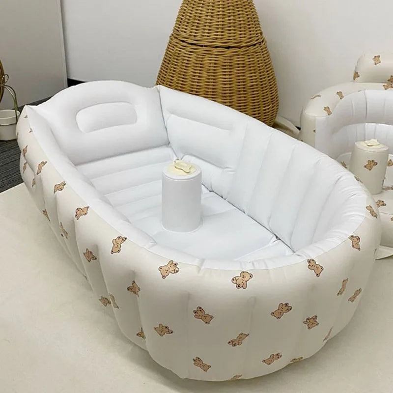 Multifunctional Baby PVC Inflatable Baby Bathtub Chair Cute Bear Foldable Baby