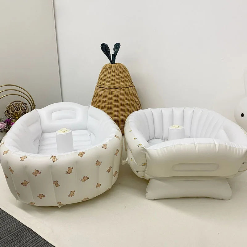 Multifunctional Baby PVC Inflatable Baby Bathtub Chair Cute Bear Foldable Baby