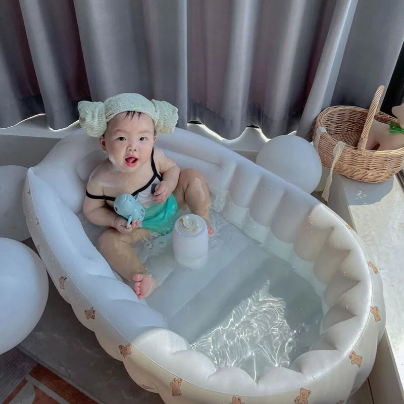 Multifunctional Baby PVC Inflatable Baby Bathtub Chair Cute Bear Foldable Baby