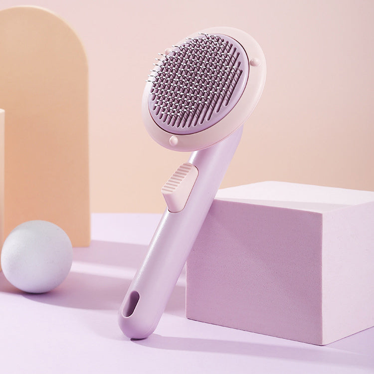 Pet Cleaning Grooming Comb Self-Cleaning Makeup Brush Round Head Cat Grooming