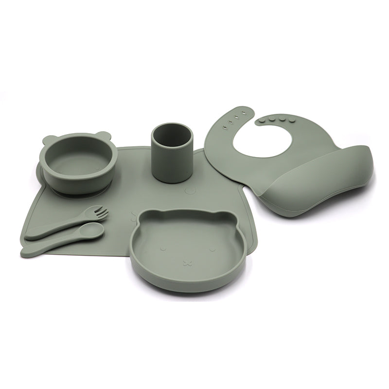 Silicone Baby Feeding Products Set Toddler Eating Utensils With Suction Base