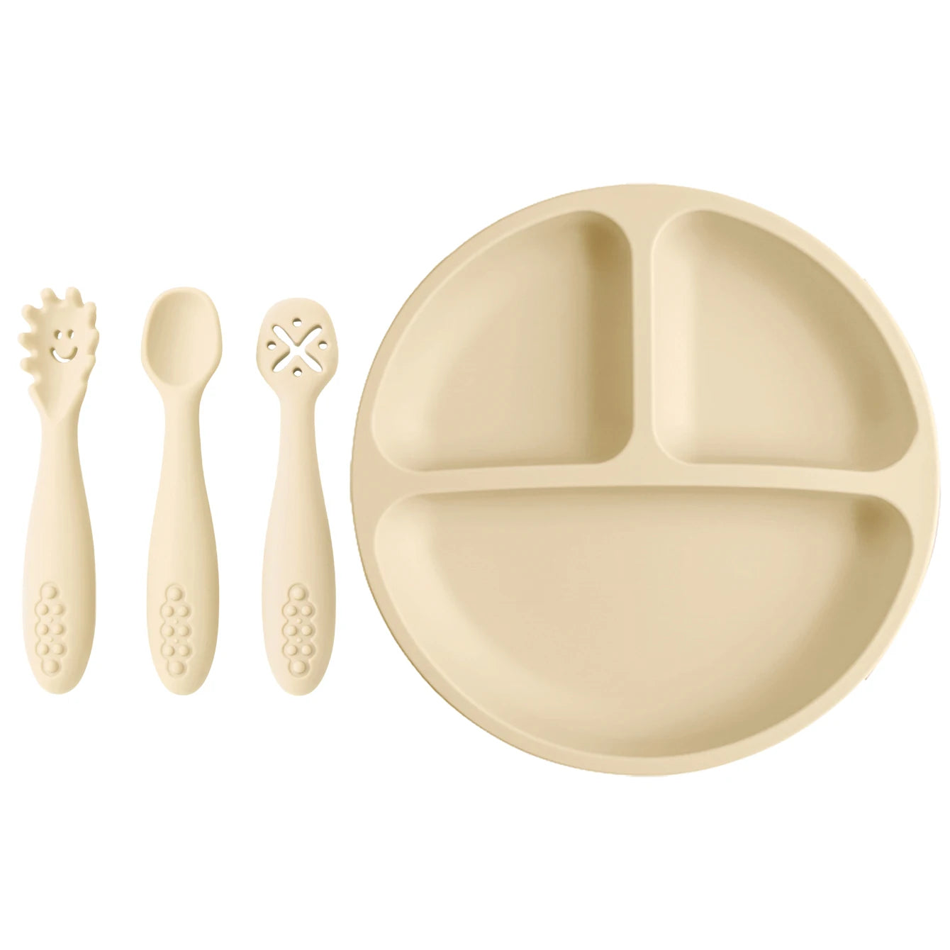 Color Kids 4PCS Silicone Baby Feeding Set BPA Free Suction Plate Training
