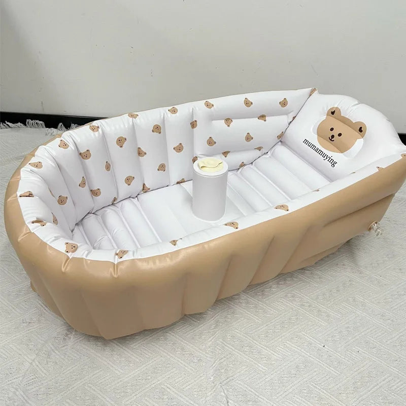 Multifunctional Baby PVC Inflatable Baby Bathtub Chair Cute Bear Foldable Baby