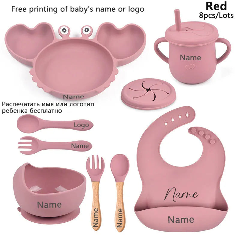 Crab Plate for Baby Silicone Tableware Suction Bowl Plate Tray Bibs Spoon