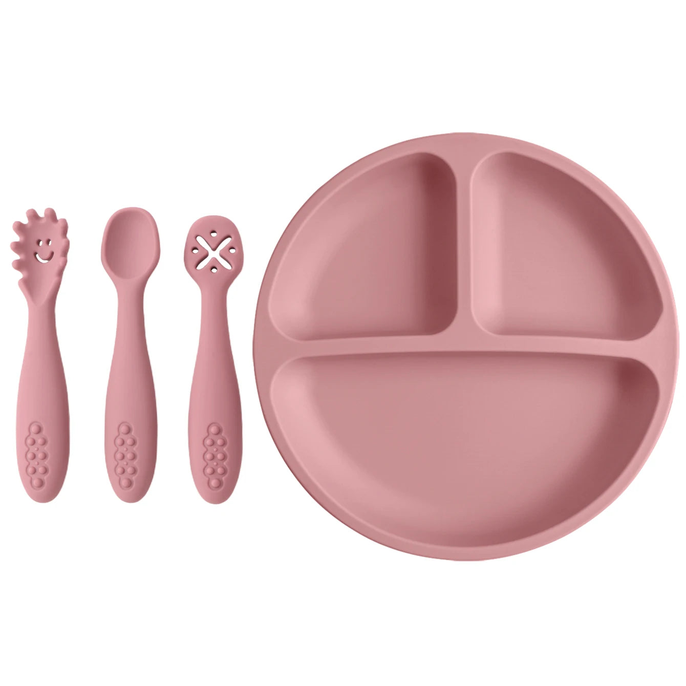 Color Kids 4PCS Silicone Baby Feeding Set BPA Free Suction Plate Training