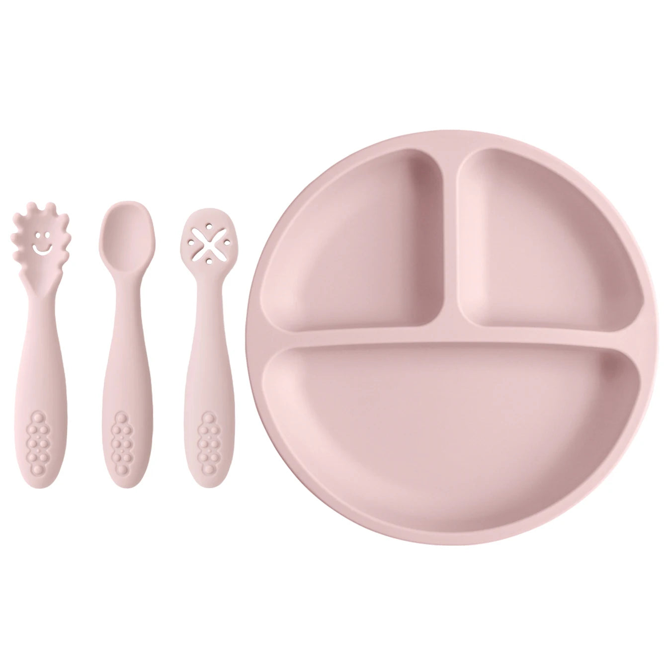 Color Kids 4PCS Silicone Baby Feeding Set BPA Free Suction Plate Training