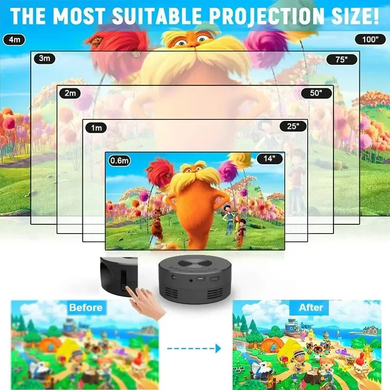 YT200 Smart Projector LED HD TV Video Projector for 4K 1500 Lumens Android Same