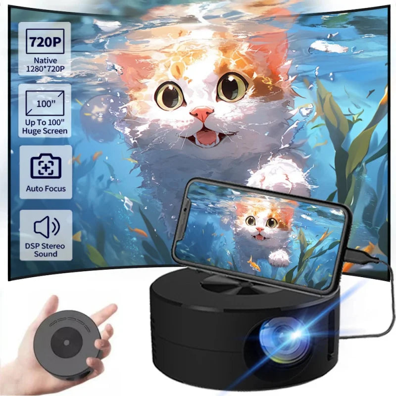 YT200 Smart Projector LED HD TV Video Projector for 4K 1500 Lumens Android Same