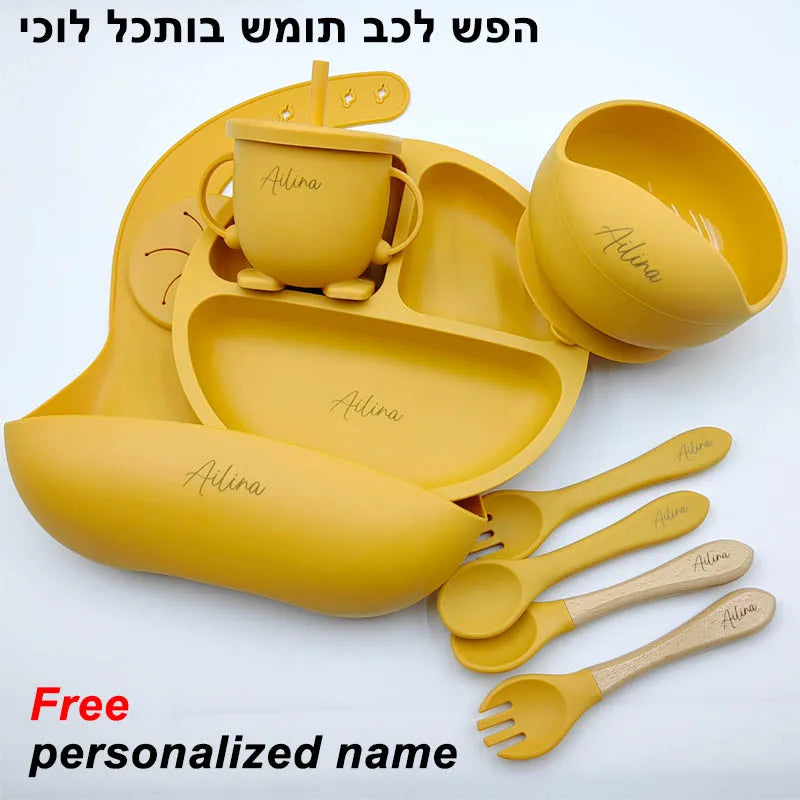 Baby Feeding Plate Sets Suction Bowl Silicone Plate for Kids 6Pcs Children T