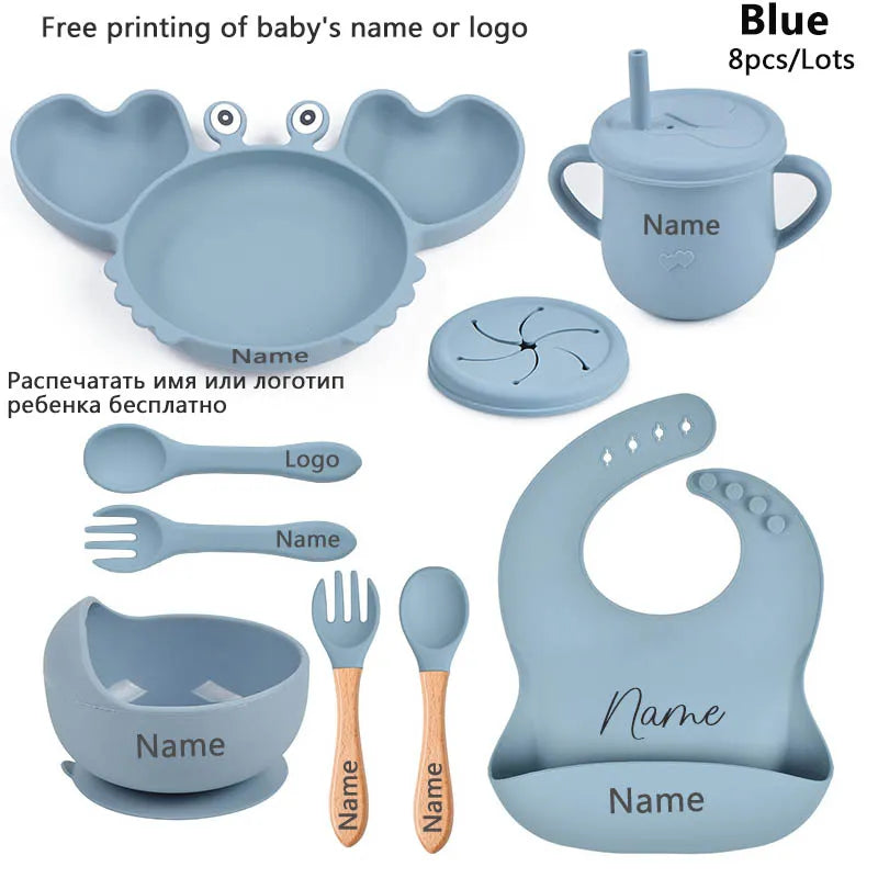 Crab Plate for Baby Silicone Tableware Suction Bowl Plate Tray Bibs Spoon