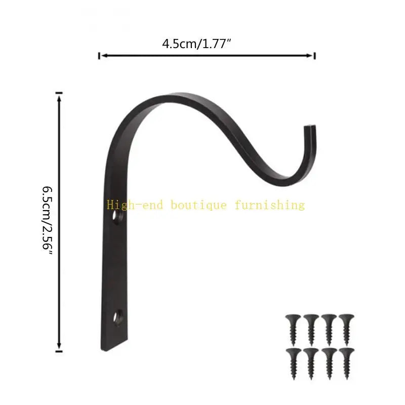 L9NB 10 Pcs for Creative Black Metal Hanging Wall Hooks Crochet Iron Hanger Rustic Home Decor for Hanging Lantern Planter Coa
